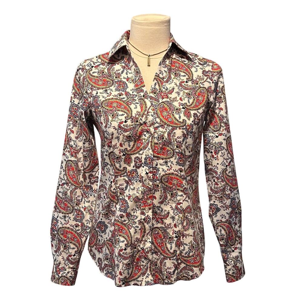 Jones New York Women's Blouse Paisley Multi-Color Size XS
